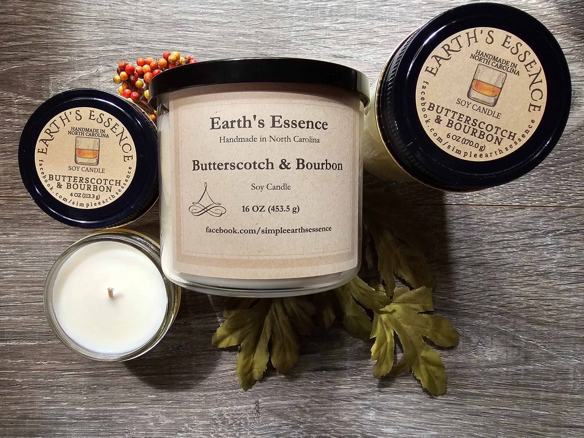 Butterscotch & Bourbon Mason Jar Candles, Choose a Size