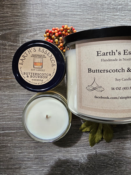 Butterscotch & Bourbon Mason Jar Candles, Choose a Size