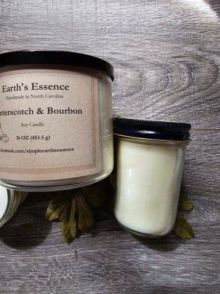 Butterscotch & Bourbon Mason Jar Candles, Choose a Size