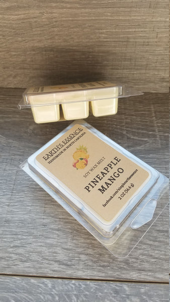 Pineapple Mango 2 OZ Soy Wax Melts, Wax Warmer Melts, Tropical Scented Wax Melts, Handmade Wax Melts, Tart Warmer Melts