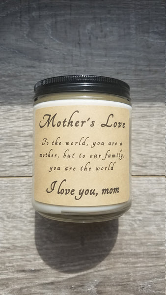 Mother's Love 8 oz Soy Candle, Handmade Soy Candle, Candle Gifts for Mom, Mother's Day Gifts, I Love You Mom Candle, Candles for Mom