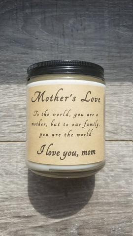 Mother's Love 8 oz Soy Candle, Handmade Soy Candle, Candle Gifts for Mom, Mother's Day Gifts, I Love You Mom Candle, Candles for Mom