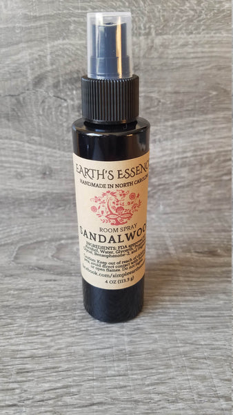 Sandalwood 4 oz Natural Room Spray, Natural Handmade Room Spray, Housewarming Gift, Dorm Room Gift, Highly Concentrated Room Spray