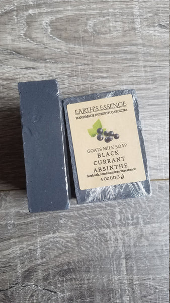 Activated Charcoal Black Currant Absinthe 4 oz Goats Milk Soap