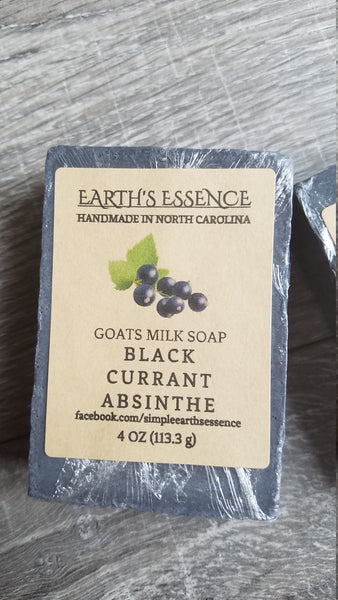 Activated Charcoal Black Currant Absinthe 4 oz Goats Milk Soap