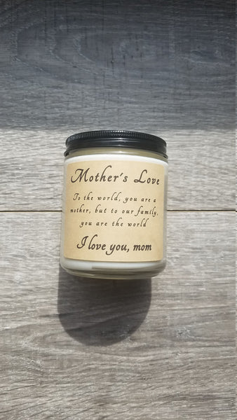 Mother's Love 8 oz Soy Candle, Handmade Soy Candle, Candle Gifts for Mom, Mother's Day Gifts, I Love You Mom Candle, Candles for Mom
