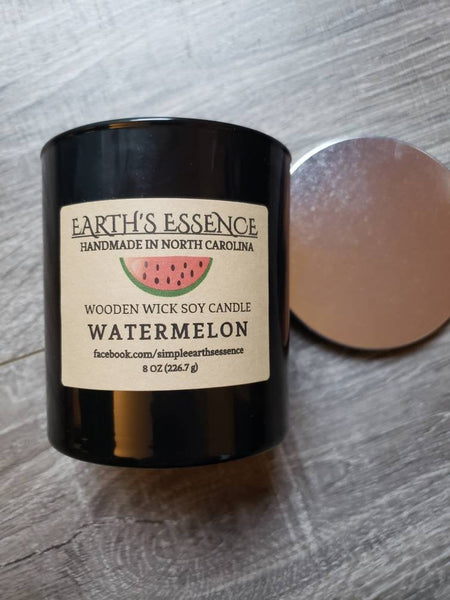 Watermelon 9 OZ Soy Candle, Handmade Soy Candle, Wooden Wick, Summer Scented Candle, Highly Scented Candle, Wooden Wick Soy Candle