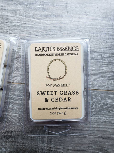 Sweet Grass & Cedar 2 oz Soy Wax Melt, Handmade Soy Wax Melts, Highly Scented Soy Melts, Wax Warmer Melts, Wax Warmer