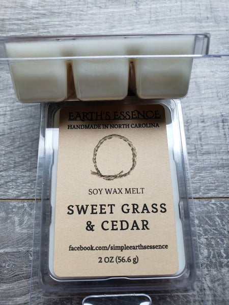 Sweet Grass & Cedar 2 oz Soy Wax Melt, Handmade Soy Wax Melts, Highly Scented Soy Melts, Wax Warmer Melts, Wax Warmer