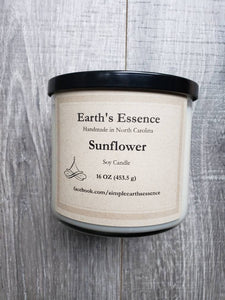 Sunflower 16 oz 3-Wick Soy Candle, Handmade Soy Candle, Flower Candle, Earthy Scented Soy Candle, Nature Scents, 3 Wick Candles