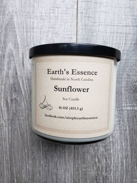 Sunflower 16 oz 3-Wick Soy Candle, Handmade Soy Candle, Flower Candle, Earthy Scented Soy Candle, Nature Scents, 3 Wick Candles