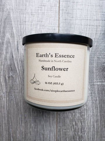 Sunflower 16 oz 3-Wick Soy Candle, Handmade Soy Candle, Flower Candle, Earthy Scented Soy Candle, Nature Scents, 3 Wick Candles