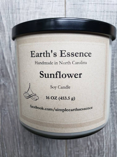 Sunflower 16 oz 3-Wick Soy Candle, Handmade Soy Candle, Flower Candle, Earthy Scented Soy Candle, Nature Scents, 3 Wick Candles
