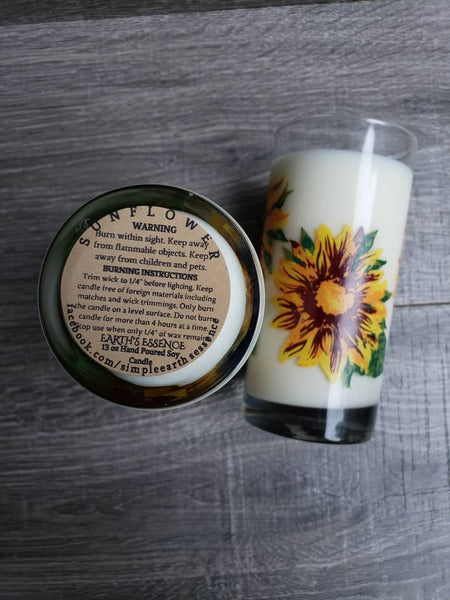 Sunflower 13 oz Soy Candle, Handmade Soy Candle, Sunflower Scented Candle, Candle Gift, Wedding Decor, Wedding Gift, Floral Scented Candle