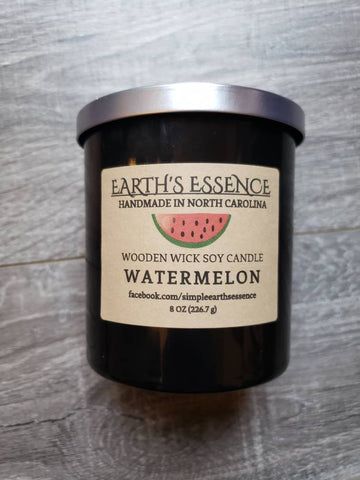 Watermelon 9 OZ Soy Candle, Handmade Soy Candle, Wooden Wick, Summer Scented Candle, Highly Scented Candle, Wooden Wick Soy Candle
