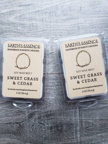 Sweet Grass & Cedar 2 oz Soy Wax Melt, Handmade Soy Wax Melts, Highly Scented Soy Melts, Wax Warmer Melts, Wax Warmer