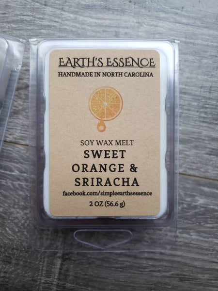 Sweet Orange & Sriracha 2 oz Soy Wax Melts, Handmade Soy Wax Melts, Wax Warmer Melts, Wax Warmer, Tart Warmer Melts, Highly Scented Melts