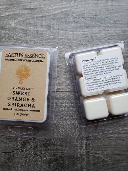 Sweet Orange & Sriracha 2 oz Soy Wax Melts, Handmade Soy Wax Melts, Wax Warmer Melts, Wax Warmer, Tart Warmer Melts, Highly Scented Melts