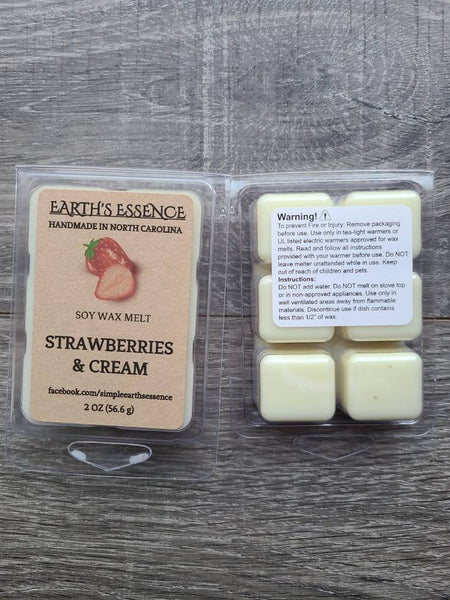 Strawberries & Cream 2 oz Soy Wax Melts, Handmade Soy Wax Melts, Highly Scented Wax Melt, Wax Warmer Melts, Wax Warmer, Wax Melts