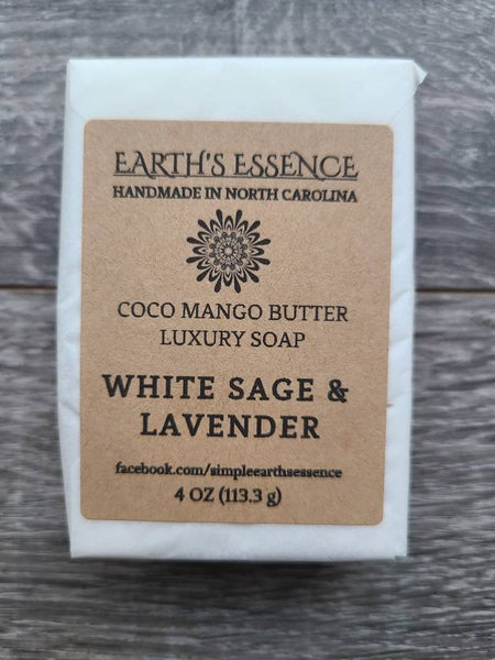 White Sage & Lavender 4 oz Cocoa Mango Butter Luxury Handmade Soap