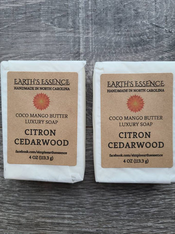 Citron Cedarwood 4 oz Cocoa Mango Butter Luxury Handmade Soap