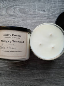 Mahogany Teakwood 16 oz 3-Wick Soy Candle