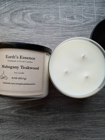 Mahogany Teakwood 16 oz 3-Wick Soy Candle
