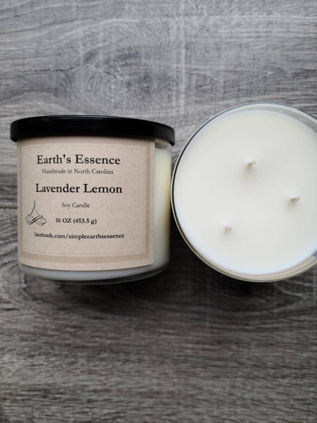 Lavender Lemon 16 oz 3-Wick Soy Candle, Handmade Soy Candle, Clean Scented Candles, Large Cabdle Yankee Candle DUPE, DUPE Candle