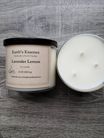 Lavender Lemon 16 oz 3-Wick Soy Candle, Handmade Soy Candle, Clean Scented Candles, Large Cabdle Yankee Candle DUPE, DUPE Candle