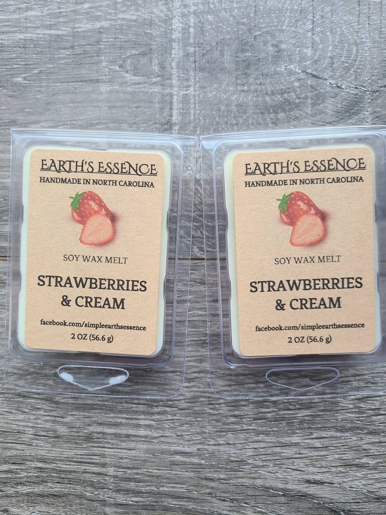 Strawberries & Cream 2 oz Soy Wax Melts, Handmade Soy Wax Melts, Highly Scented Wax Melt, Wax Warmer Melts, Wax Warmer, Wax Melts