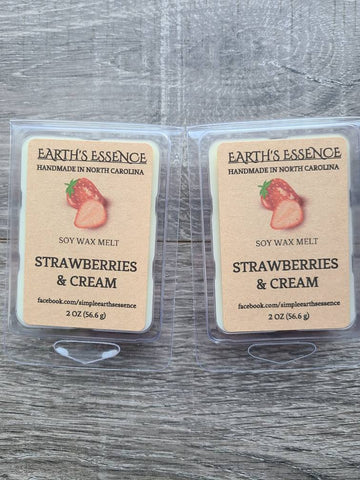 Strawberries & Cream 2 oz Soy Wax Melts, Handmade Soy Wax Melts, Highly Scented Wax Melt, Wax Warmer Melts, Wax Warmer, Wax Melts