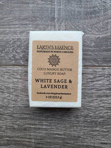 White Sage & Lavender 4 oz Cocoa Mango Butter Luxury Handmade Soap