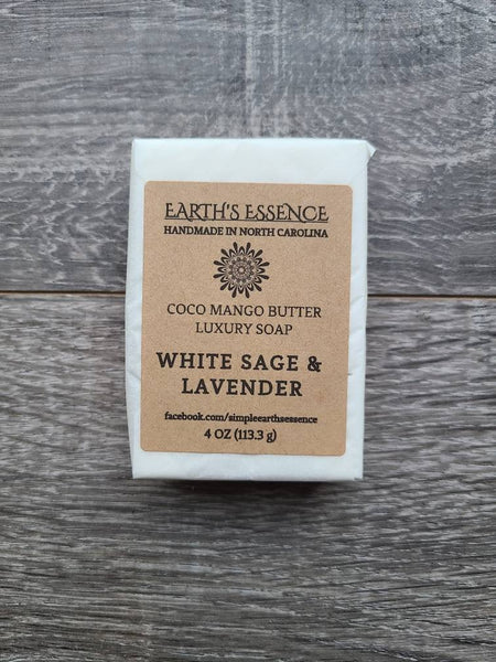 White Sage & Lavender 4 oz Cocoa Mango Butter Luxury Handmade Soap
