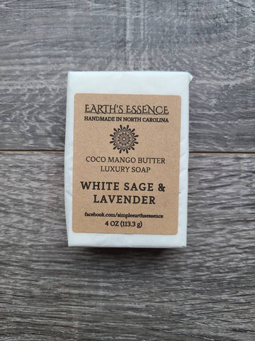White Sage & Lavender 4 oz Cocoa Mango Butter Luxury Handmade Soap