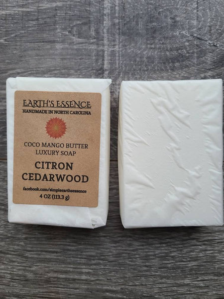 Citron Cedarwood 4 oz Cocoa Mango Butter Luxury Handmade Soap