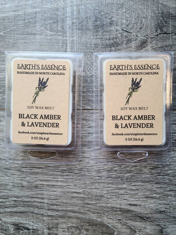 Black Amber & Lavender 2 oz Soy Wax Melts
