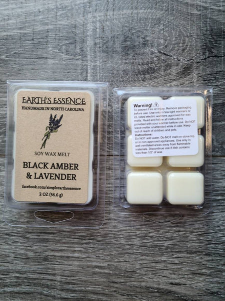 Black Amber & Lavender 2 oz Soy Wax Melts