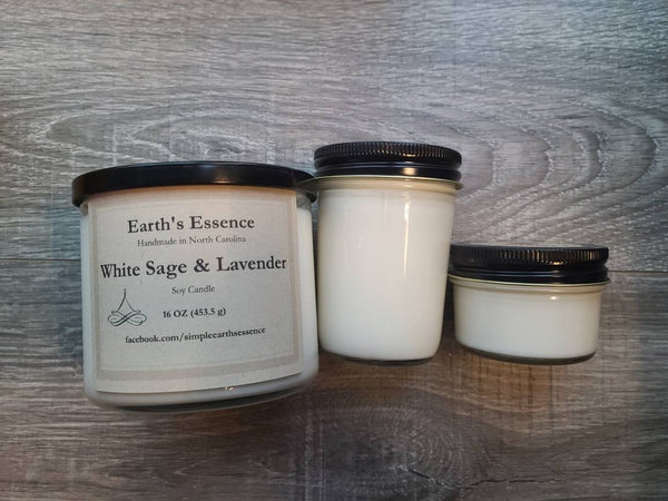 White Sage & Lavender Soy Candle, 3 Sizes