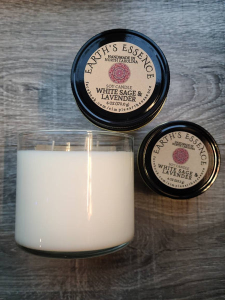 White Sage & Lavender Soy Candle, 3 Sizes