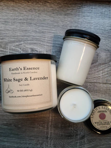 White Sage & Lavender Soy Candle, 3 Sizes