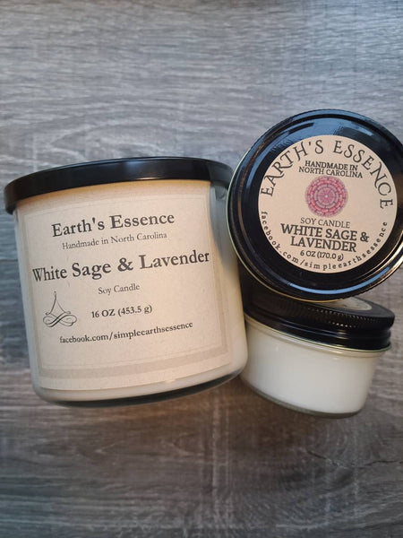 White Sage & Lavender Soy Candle, 3 Sizes