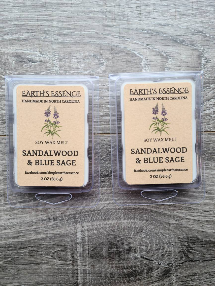 Sandalwood & Blue Sage 2 oz Soy Wax Melt