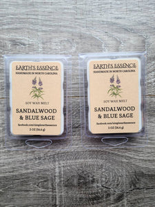 Sandalwood & Blue Sage 2 oz Soy Wax Melt
