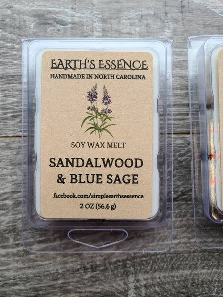 Sandalwood & Blue Sage 2 oz Soy Wax Melt
